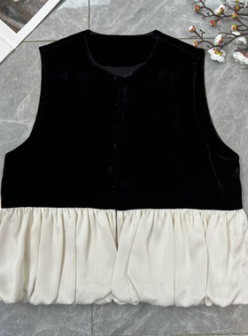 燃燃家2026春上新真丝丝绒拼接马甲(含100真丝)YS13-G431