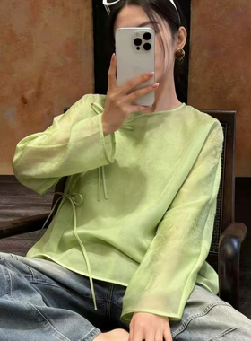 燃燃2026夏上新中式100桑蚕丝欧根纱提花上衣小衫YS7-zl-75326