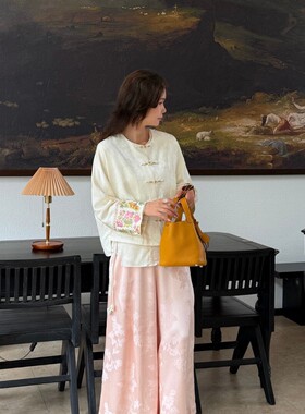 燃燃家2026春上新人丝提花超绝阔腿休闲裤YS55-G513