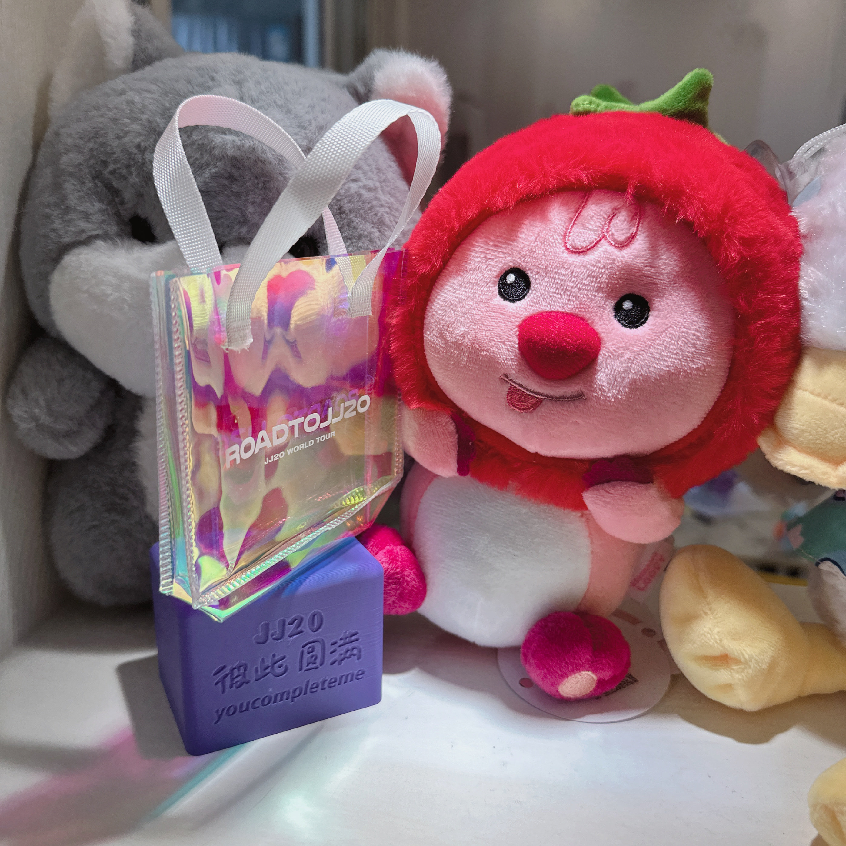 老林俊杰演唱会JJ20周边同款迷你胖宝小熊炫彩挎背包帆布袋镭射包