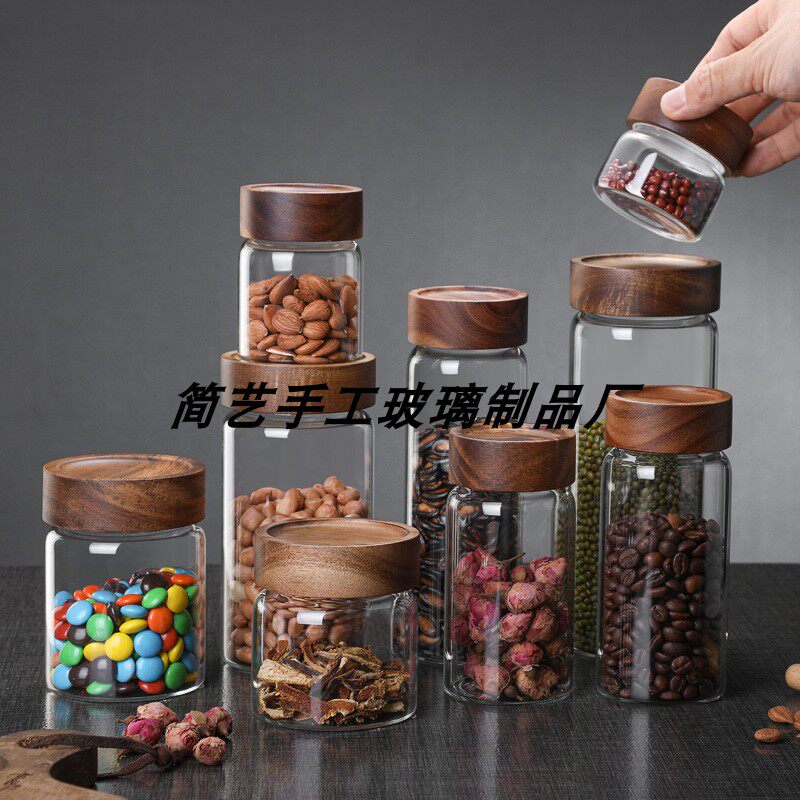 高硼硅玻璃螺旋口密封储物罐茶叶罐糖果蜂蜜燕窝分装瓶食品级收纳