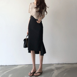 XIAOZHI~黑色鱼尾裙半身裙包臀裙半裙女春秋高腰不规则设计感小众