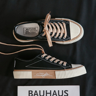 帆布鞋 韩版 女低帮ins板鞋 复古休闲布鞋 F110 2024春季 硫化胶鞋 新款