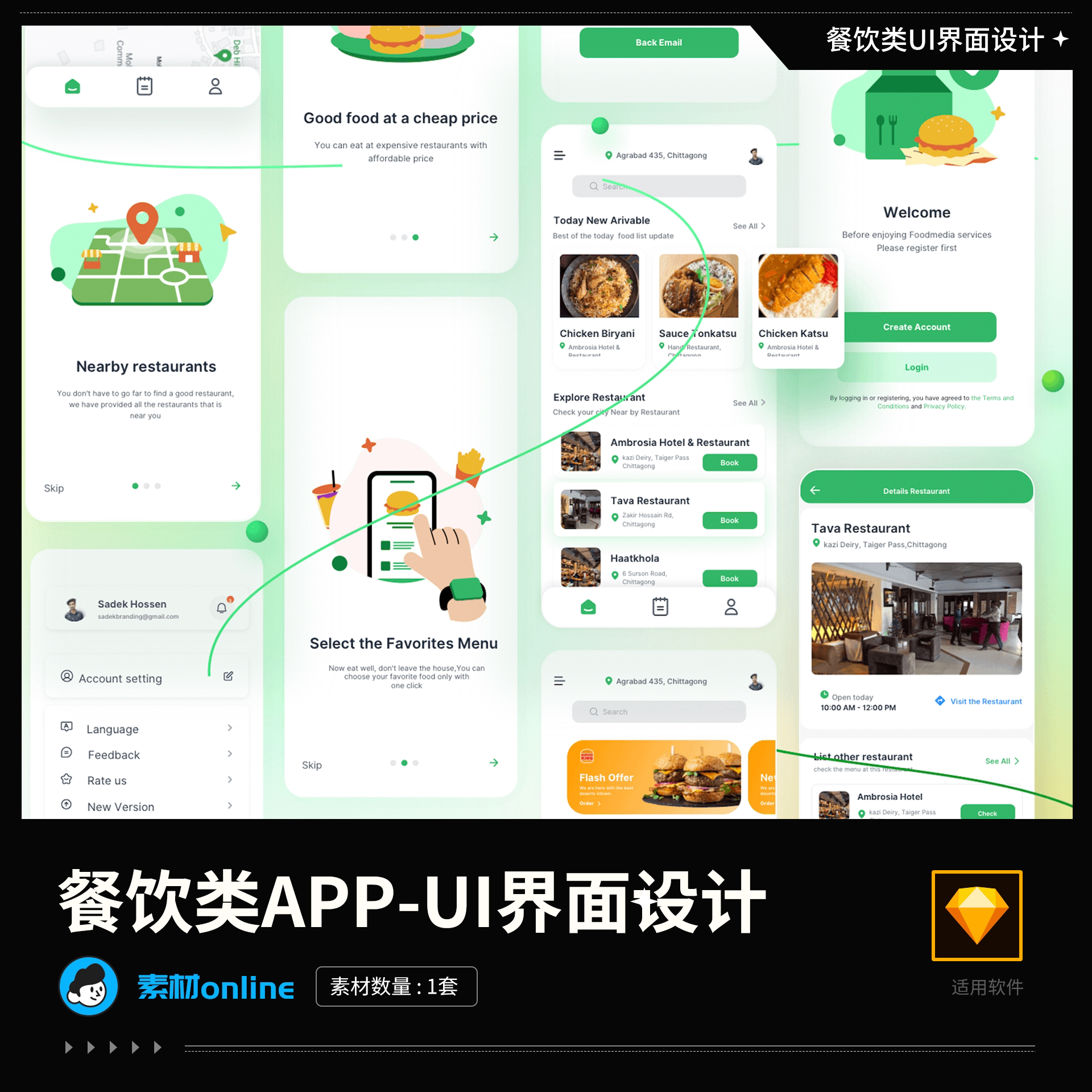 餐饮类app-ui简洁时尚界面交互设计sketch源文件可编辑参考模板