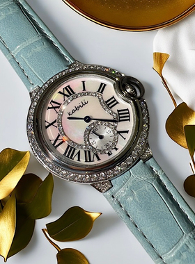 2026新款网红女表轻奢小众时尚ins风皮带手表气球镶钻贝母手表女