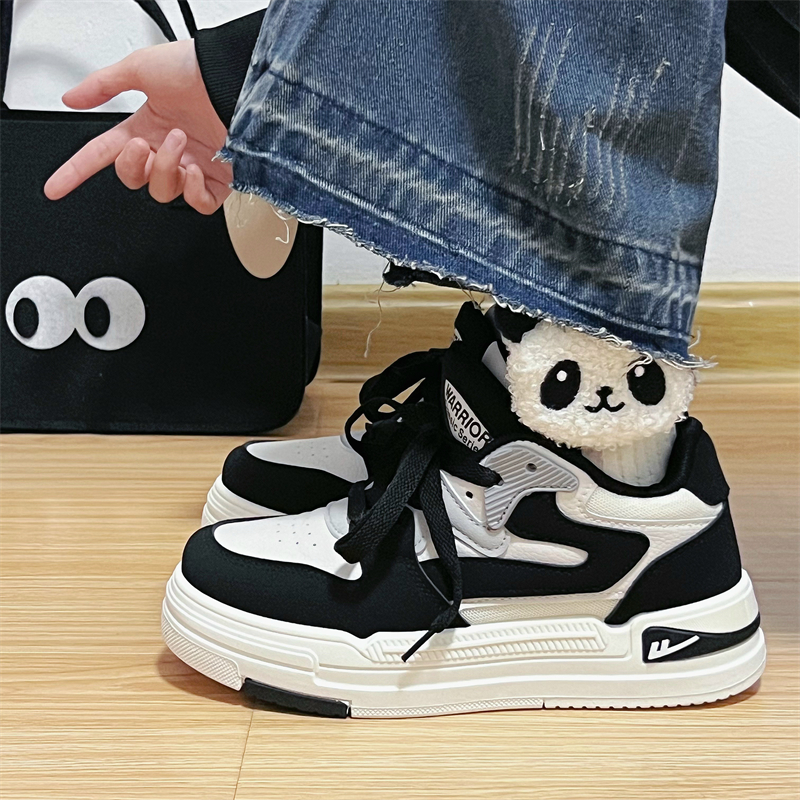回力板鞋女2024新款黑白熊猫鞋子