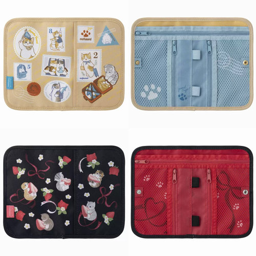 日系 卡通mofusand可爱鲨鱼猫 多口袋护照夹手帐包证件包票据夹