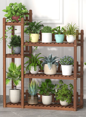 阳台实木户外防腐花架子室内客厅多层落地式花盆多肉绿萝植物架子