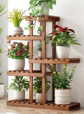 阳台实木花架子置物架室内客厅家用多肉绿萝植物摆放架落地面装饰