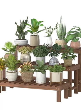 辈辈爱实木多层组合阳台花架室内外阳台客厅植物花盆置物架