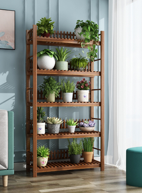 防腐多肉花架子实木多层阳台室内落地置物客厅玄关绿萝植物爬藤架