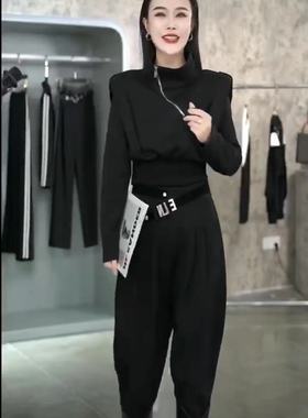 W1996潮流个性套装2022秋新款时尚休闲小众短款上衣宽松百搭裤子