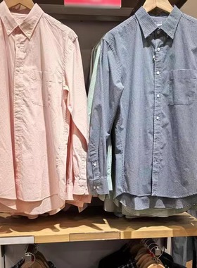 2025春新款男女装棉质宽松休闲格子长袖衬衫薄外套476015 473281