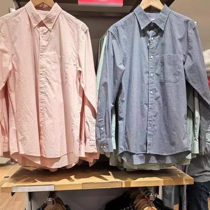 2025春新款男女装棉质宽松休闲格子长袖衬衫薄外套476015 473281