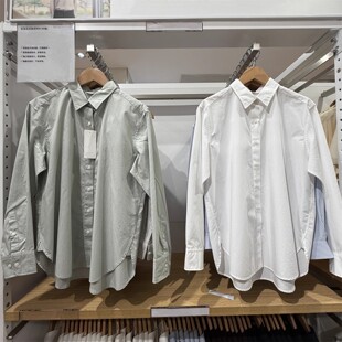 女装条纹衬衫/长袖衬衣空调衫薄外套通勤25新款E479079/479078