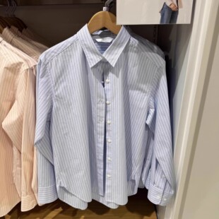 日单女装全棉条纹衬衫/长袖衬衣空调衫薄外套通勤25新款479079