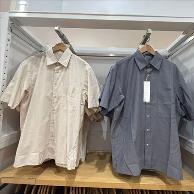 夏季男装女装箱型格子宽松薄衬衫短袖休闲衬衣工装482497/482498
