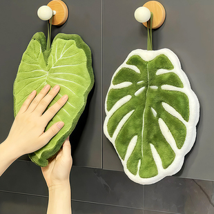 可挂式叶子擦手巾吸水加厚毛巾家用厨房擦手球装饰擦手布不易掉毛