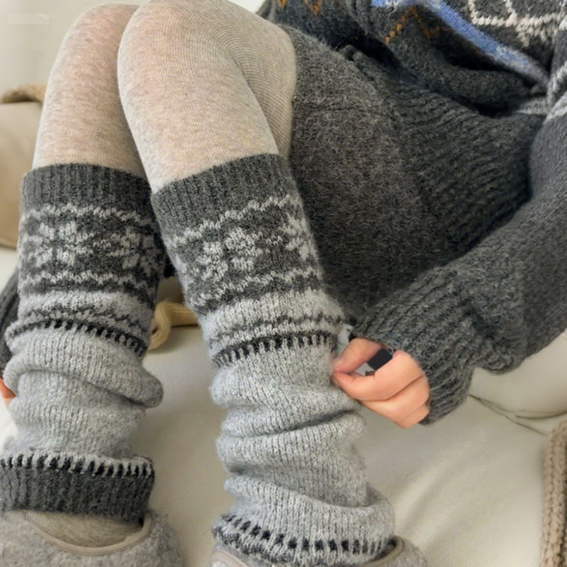 秋冬加厚显瘦羊毛堆堆袜套女