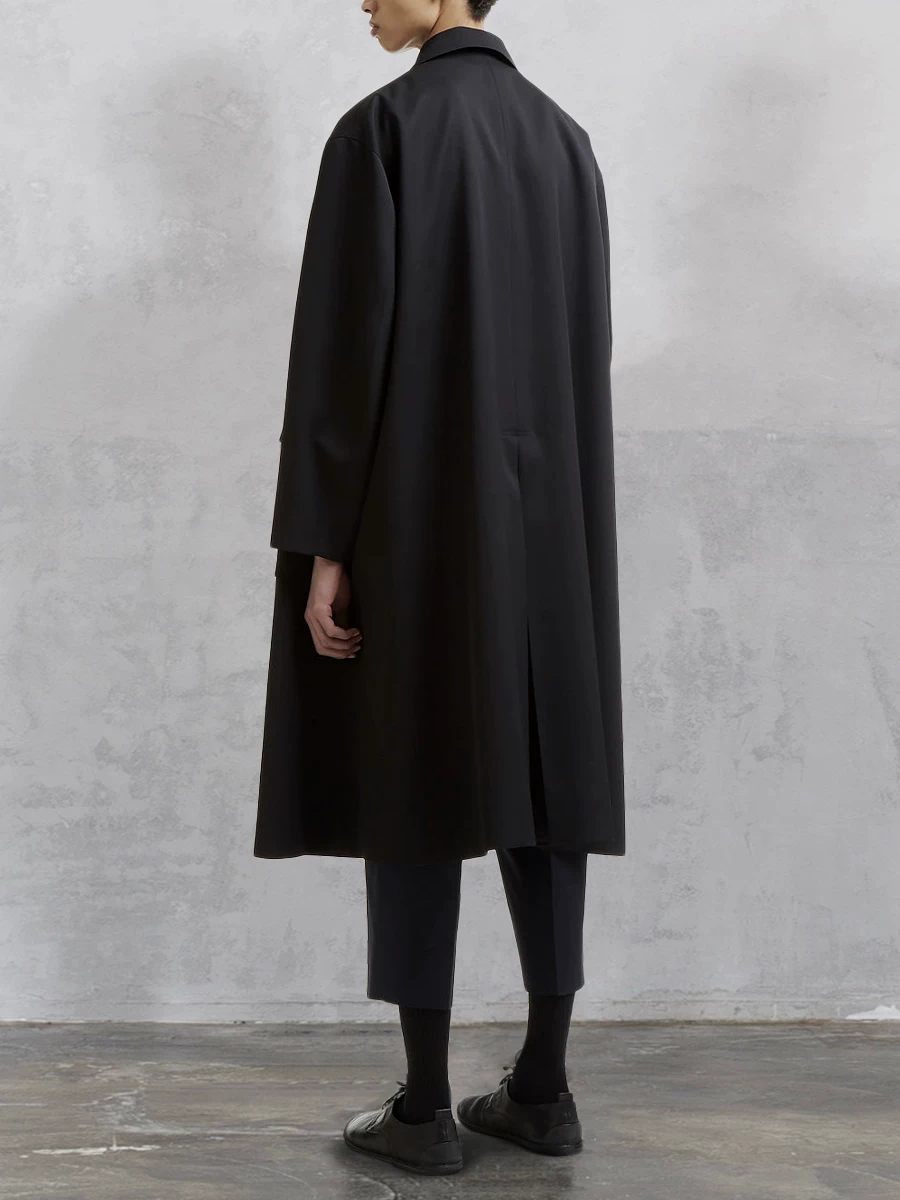 GAOSTUDIOS Black long demi-season trench coat, suit, loose fit, mid-length