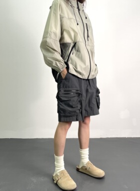 VTPS国潮情侣夏季机能户外防水大口袋工装短裤男女飘带宽松五分裤