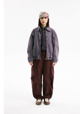 VTPS国潮情侣秋冬美式复古短款水洗做旧夹克男女宽松重磅外套潮