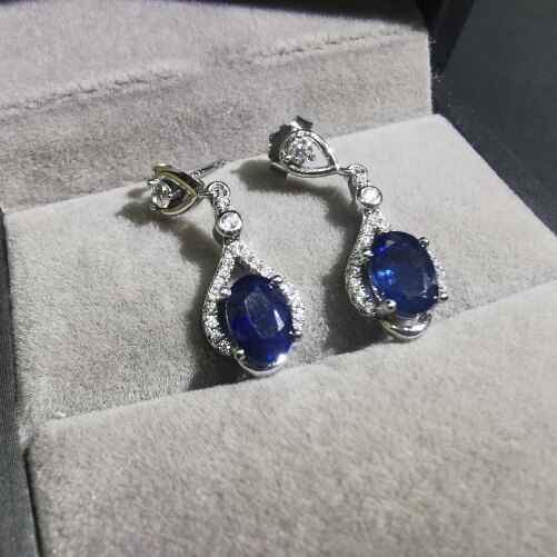 【luna与胖弟】JN17-119 蓝宝石镶嵌耳坠 多样性发其一