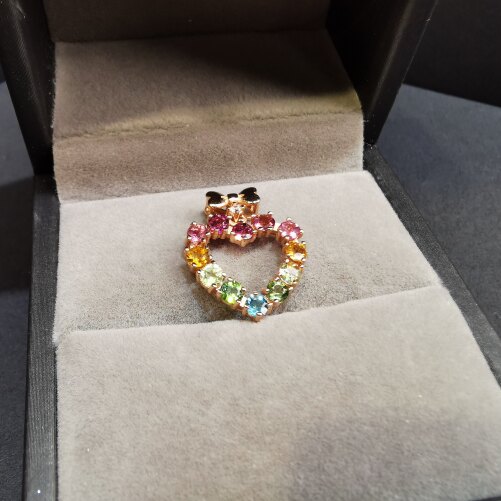 【luna与胖弟】JN17-88 彩色碧玺镶嵌吊坠 多样性发其一