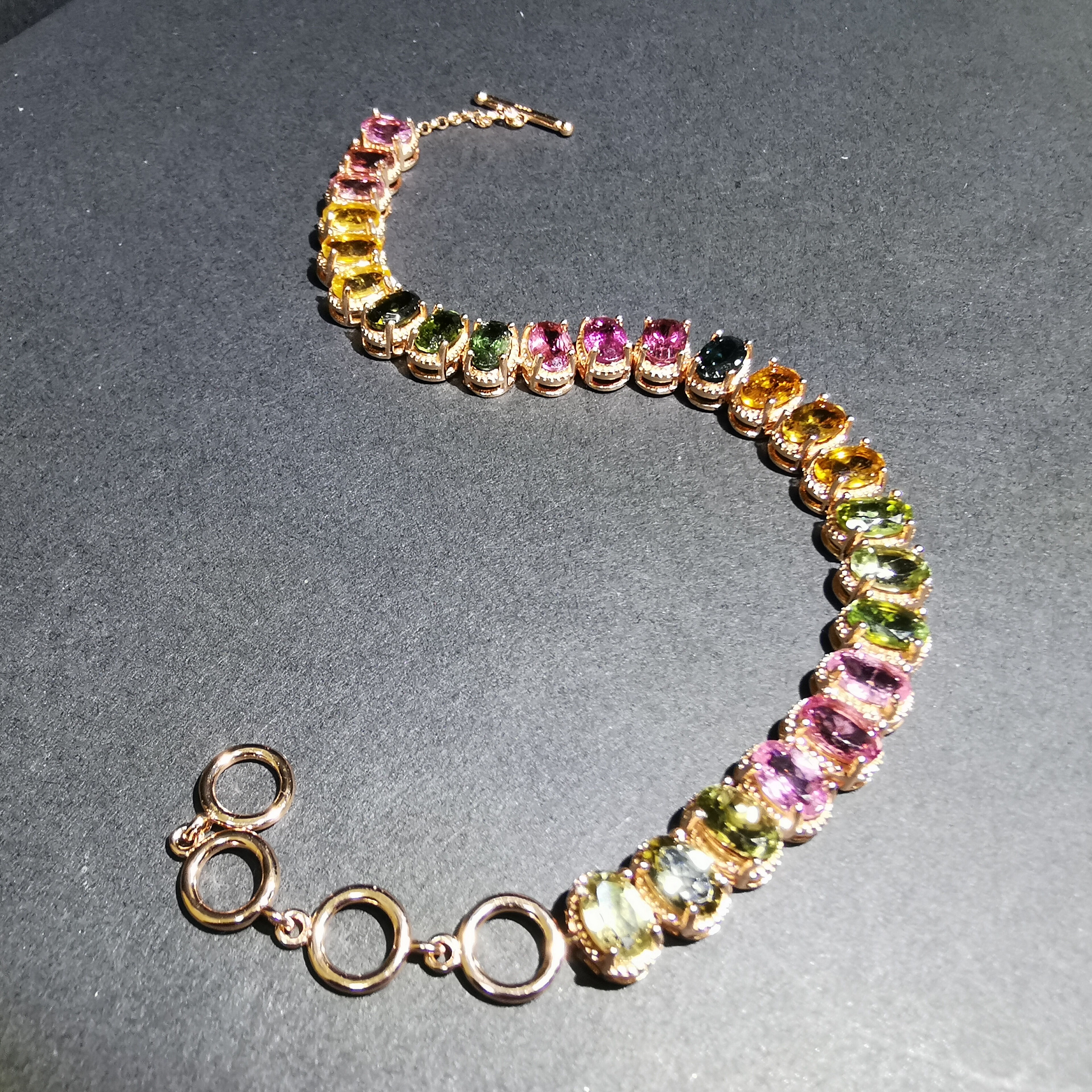 【luna与胖弟】JN17-97 彩色碧玺镶嵌手链 多样性发其一