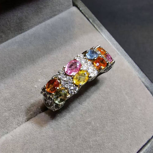 【luna与胖弟】 JN1119-25 彩色蓝宝石银镶戒指