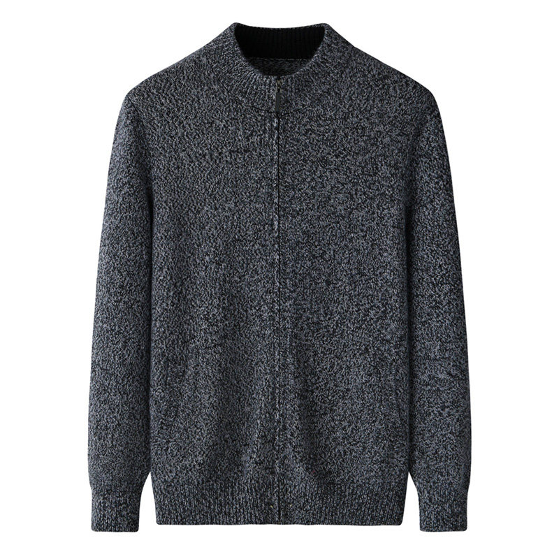 2024秋冬新款针织羊绒开衫男100纯羊毛加厚拉链商务休闲毛衣外套
