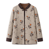 秋冬新款 中老年女妈妈装 100%纯羊毛国风立领双提提花加厚盘扣外套