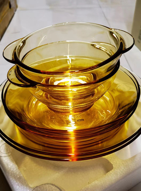 康宁玻璃餐具6件套装高颜值轻奢家用pyrex碗碟盘耐高温可微波烤箱