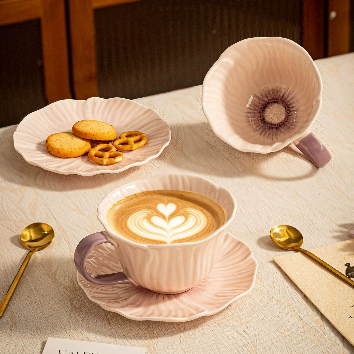 花朵咖啡杯女士个人专用高颜值陶瓷马克杯杯碟套装水杯家用办公室