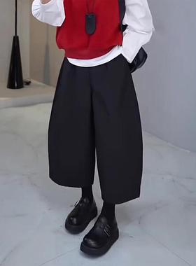 高级感黑色阔腿裤女2025秋季新款宽松遮肉显瘦洋气百搭八分休闲裤