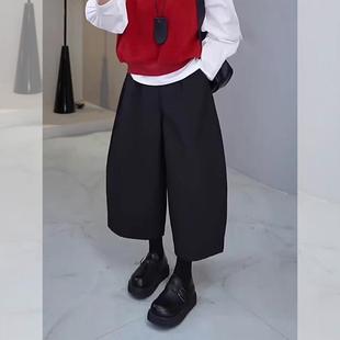 宽松遮肉显瘦洋气百搭八分休闲裤 新款 女2025秋季 高级感黑色阔腿裤