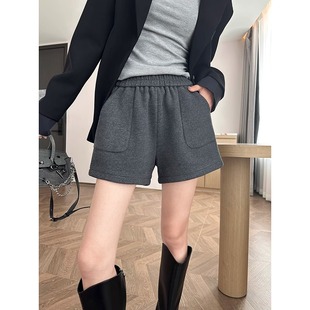 加厚休闲a字羊毛阔腿裤 女高腰外穿靴裤 醋酸毛呢短裤 2025秋冬新款