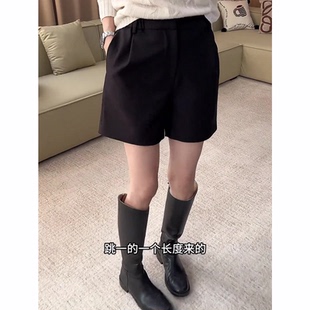 流行新款 百搭休闲四分裤 黑色西装 女高腰显瘦宽松时尚 短裤 2025秋季