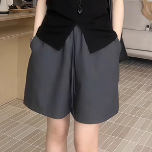 2025夏季 女五分褲 短褲 子潮 薄款 寬松高腰顯瘦松緊腰女士褲 新款 西裝
