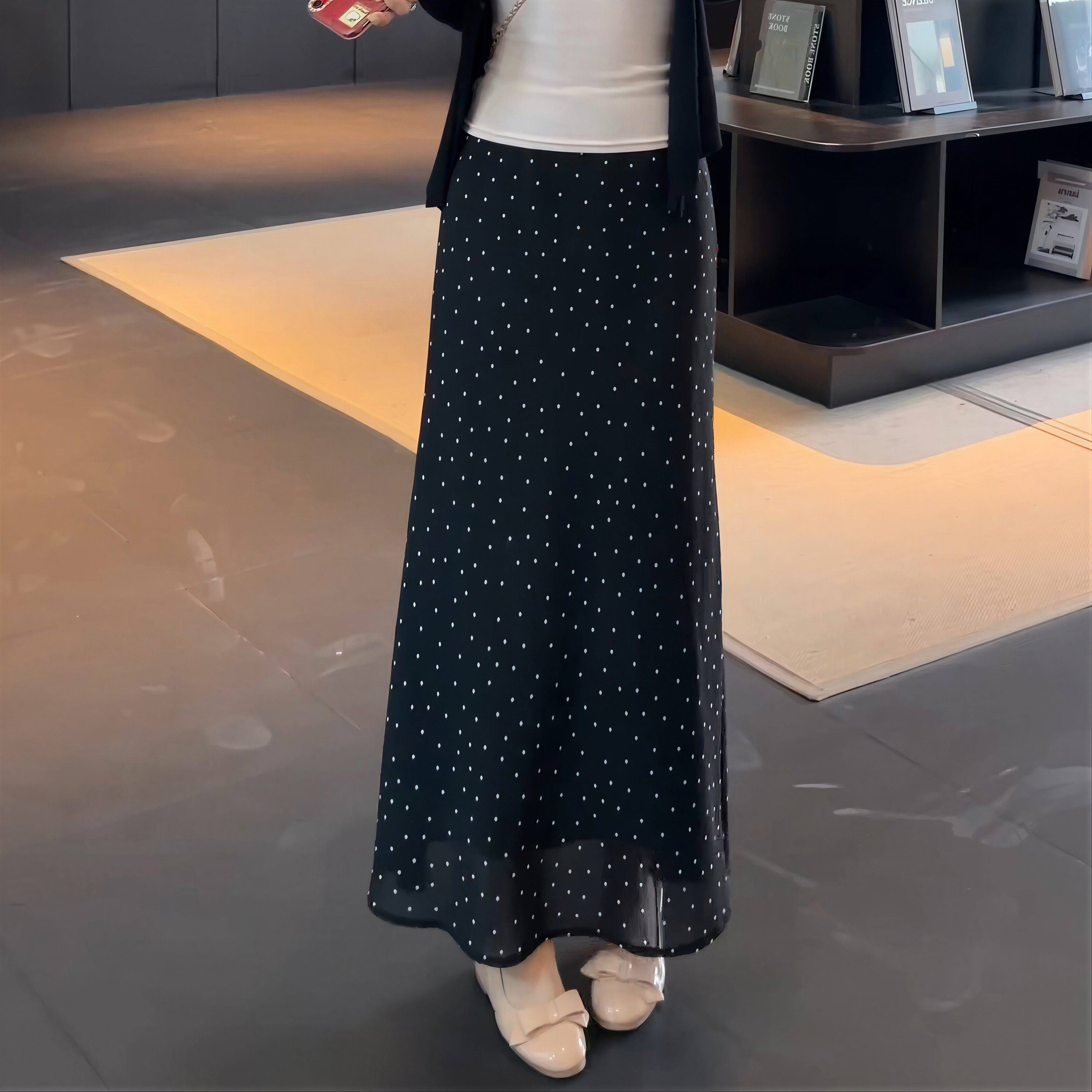 黑色波点半身裙女高腰A字长裙轻熟优雅风高级感2026夏季新款韩版