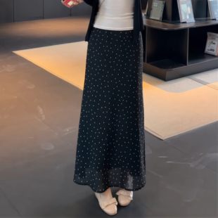 黑色波点半身裙女高腰A字长裙轻熟优雅风高级感2026夏季新款韩版
