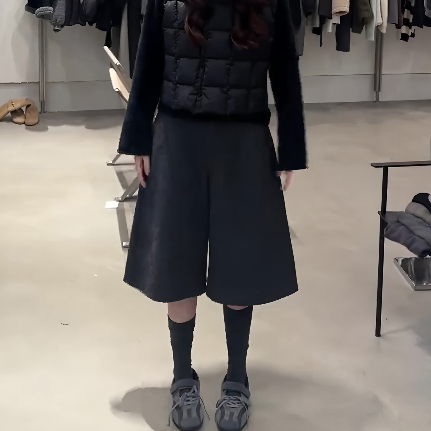 深灰色毛呢裤女2025年冬季流行新款时尚气质高腰显瘦休闲五分裤子