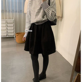 2025秋冬新款 休闲毛呢花苞短裙子女高腰百搭显瘦a字半身裙蓬蓬裙