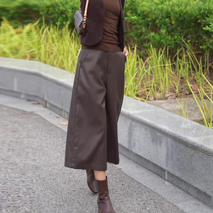 胖mm梨型显瘦宽松百搭直筒九分裤 大码 新款 女2025年秋季 咖色阔腿裤