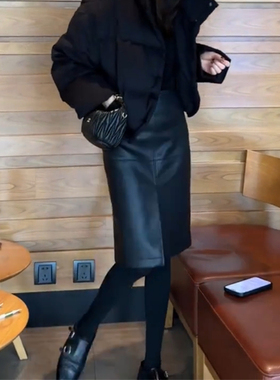 黑色皮裙半身裙女2025新款秋冬高腰显瘦一步裙高级感气质包臀裙子