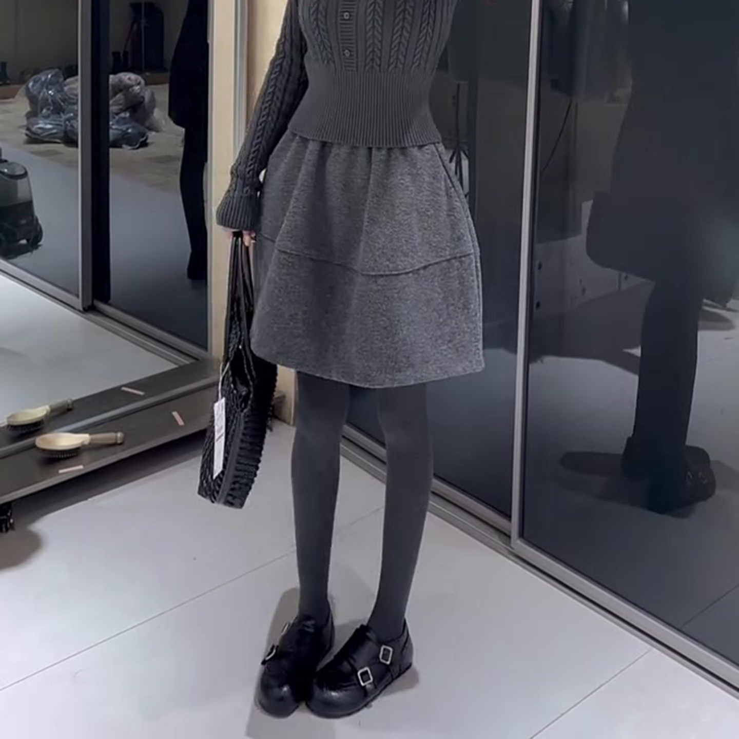 灰色毛呢花苞裙女秋冬新款高腰显瘦时尚气质百搭超好看a字半身裙,女装/女士精品,大码半身裙,淘宝优惠券,粉丝福利购,淘宝优惠卷