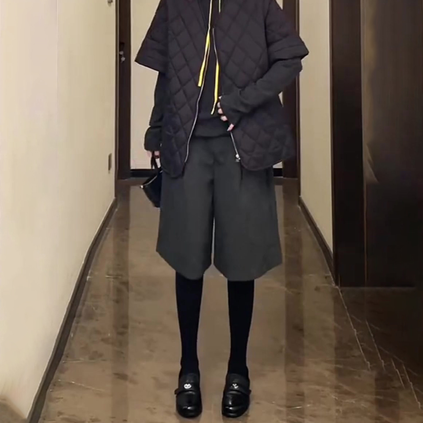 灰色毛呢短裤五分裤女秋冬新款高腰显瘦时尚百搭洋气减龄阔腿裤子