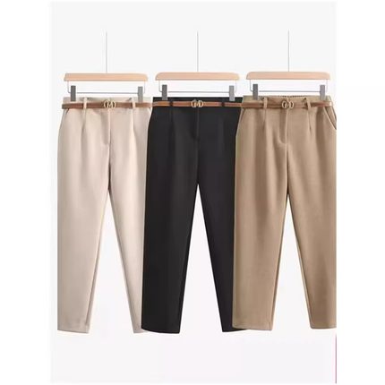 【送腰带】法棍裤女2025新款秋冬季加厚裤子高腰休闲裤毛呢裤子