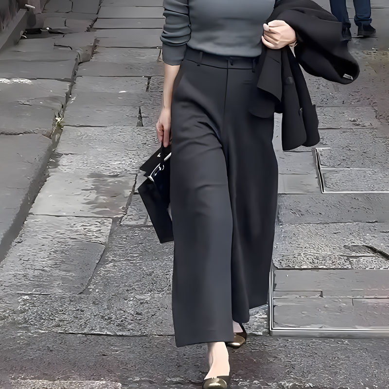 洋气时尚休闲通勤风阔腿西装裤2025秋季新款宽松舒适气质通勤百搭