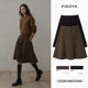 高腰A字中裙中长款 复古灯芯绒半身裙女秋冬季 新款 百搭五分伞裙子
